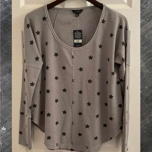Lucky Brand Waffle Knit Star Print Top - NWT - Medium